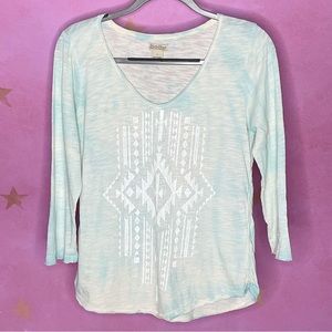 Lucky Brand Tie Dye Print Henley Women’s Large Boho Western Country Retro